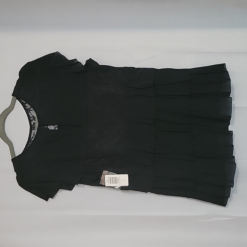 Women's Torrid Black Lace Babydoll Top NWT Sz 0 L 12 - Picture 6 of 11